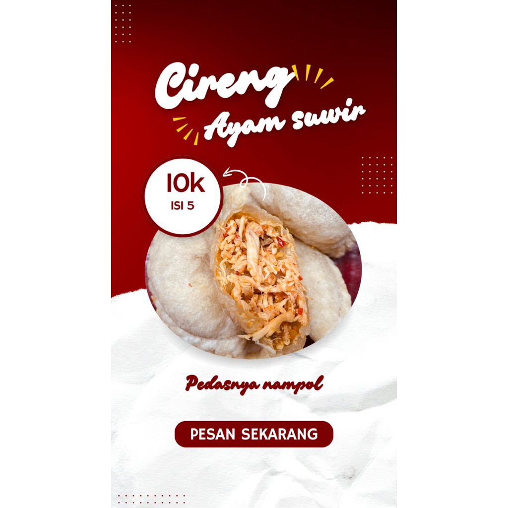 

Cireng isi ayam suwir Pedas