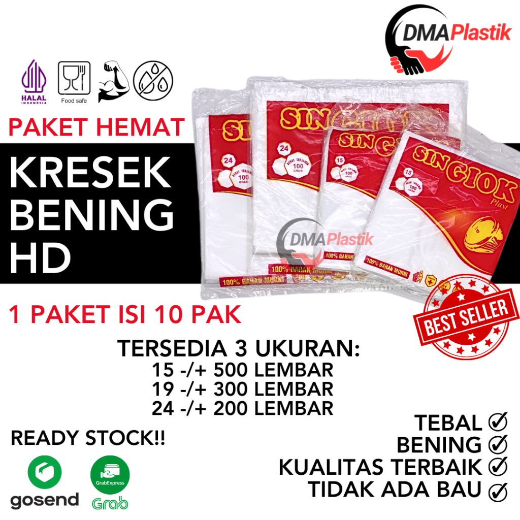 [ 10 pack ] PLASTIK HD KRESEK BENING/ KANTONG PLASTIK PUTIH BENING 15 24 / KANTONG ASOY / KANTONG KR