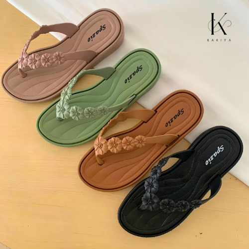 KKY-Sandal Jepit Spazio Bunga Timbul Wanita Cewek
