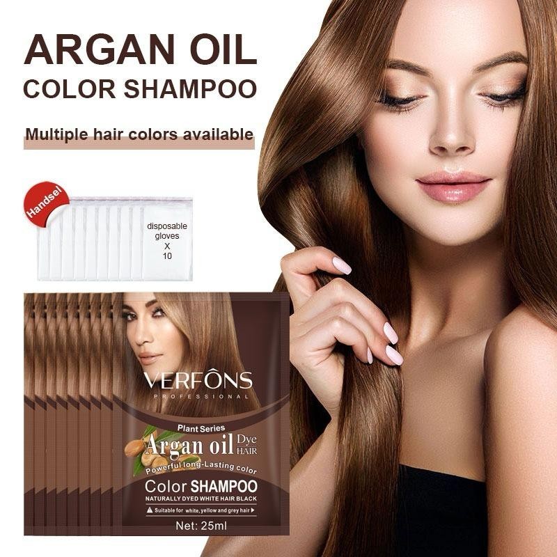 Shampo Pewarna Rambut Argan Oil / VERFONS MOKERU Sampo Semir Rambut Hitam