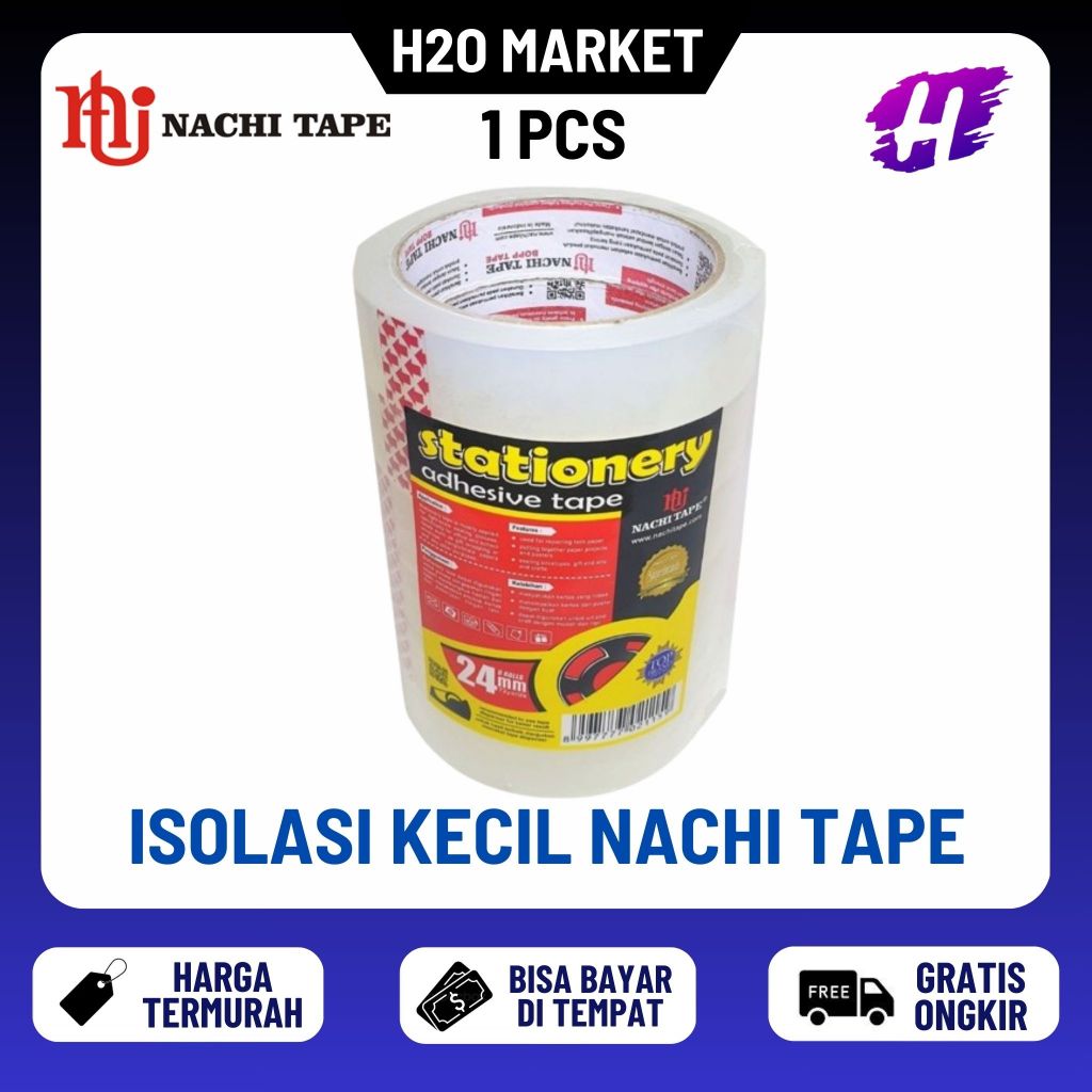 

❤️H2O❤️ Isolasi kecil / Stationery tape NACHI 12 mm x 72 yard | 24 mm x 72 yard (1 Pc)