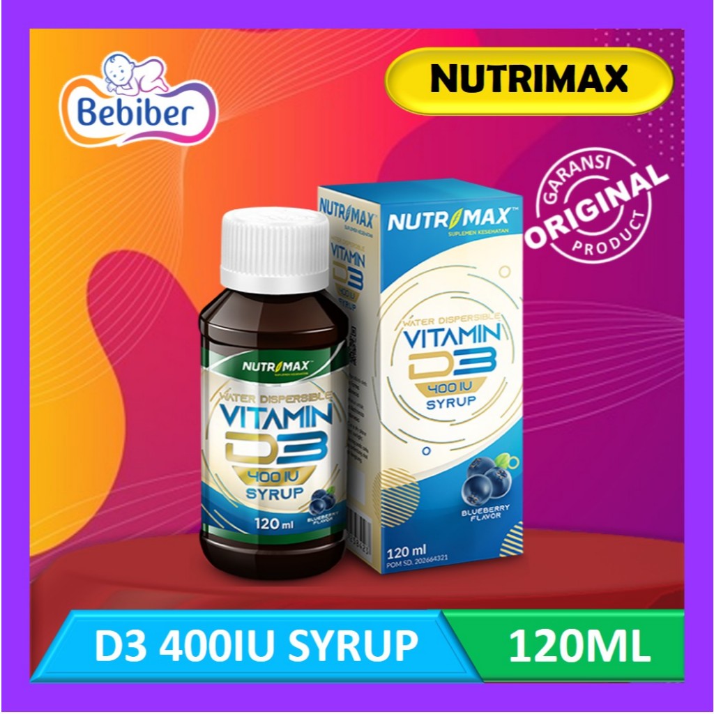 Nutrimax Vitamin D3 Syrup 120ml - Suplemen Penambah D3 Anak & Dewasa - Daya Tahan - Bebiber