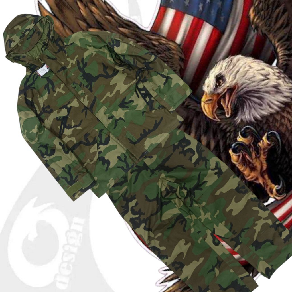 vintage setelan parka trousers ecwcs woodland us army size medium