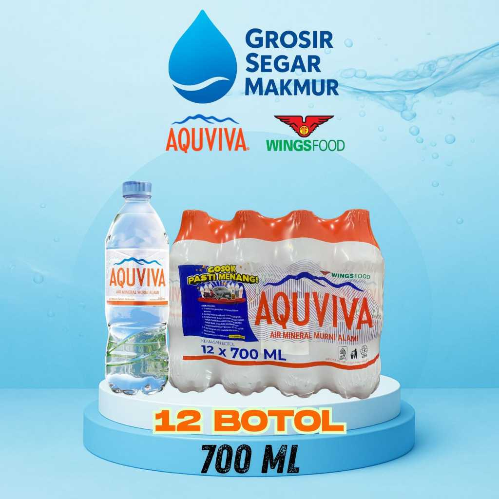 Aquviva 700 ML 1 dus, 12 botol. Air mineral murni alami