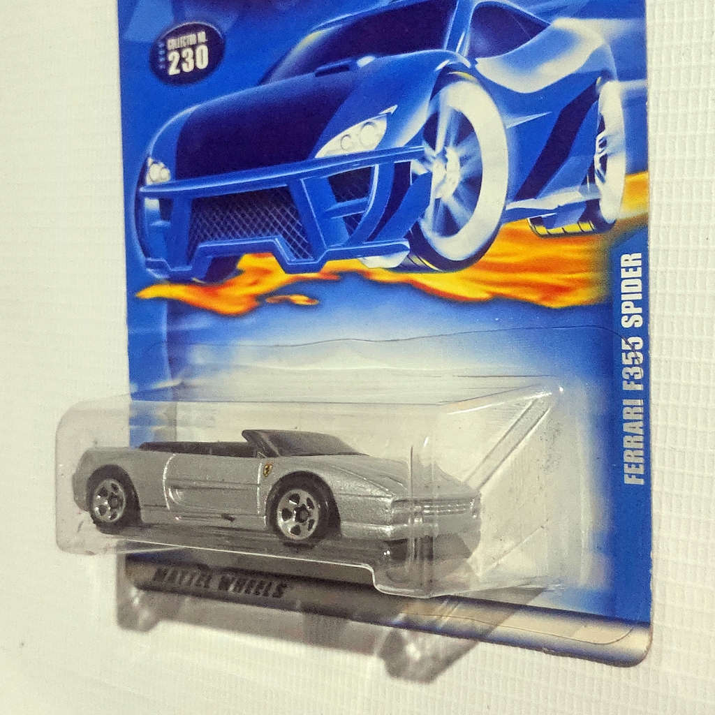 Hot Wheels Ferrari F355 Spider Silver HW 2000 Mainline Hotwheels Base Metal Blue Card