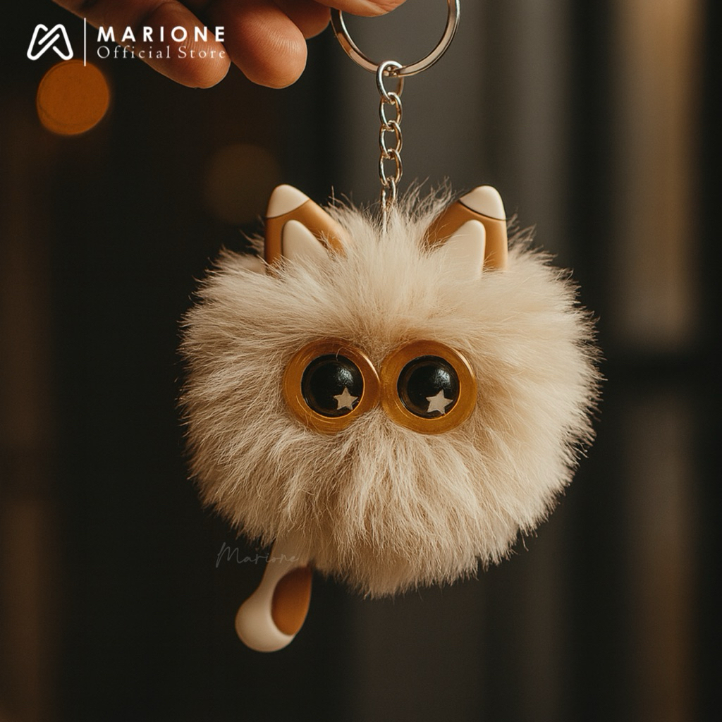 KUCING EKOR - Gantungan Tas Pompom Kucing Bulu Bagcharm / Bag charm Lucu / Keychain Karakter Pompon 