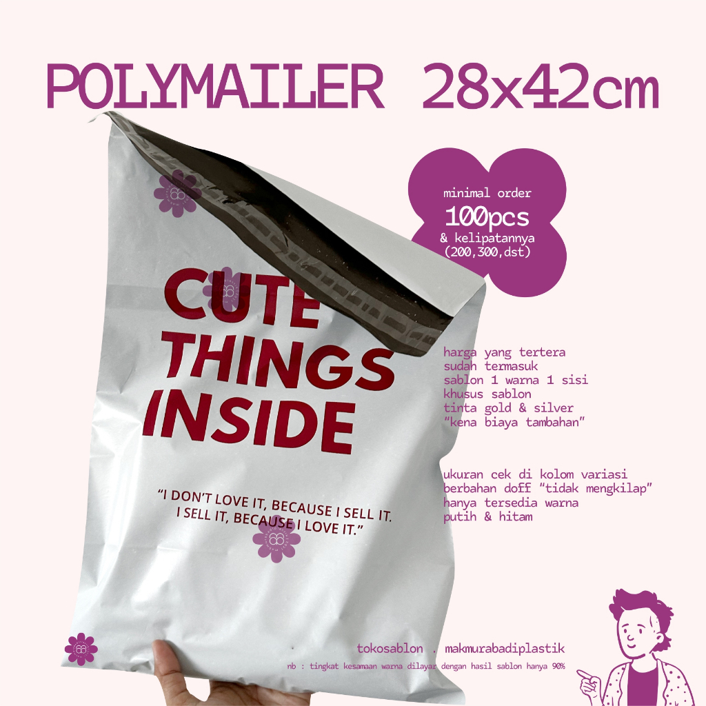 

Sablon Plastik Packing Olshop Polymailer 28x42 Bukan 30x40