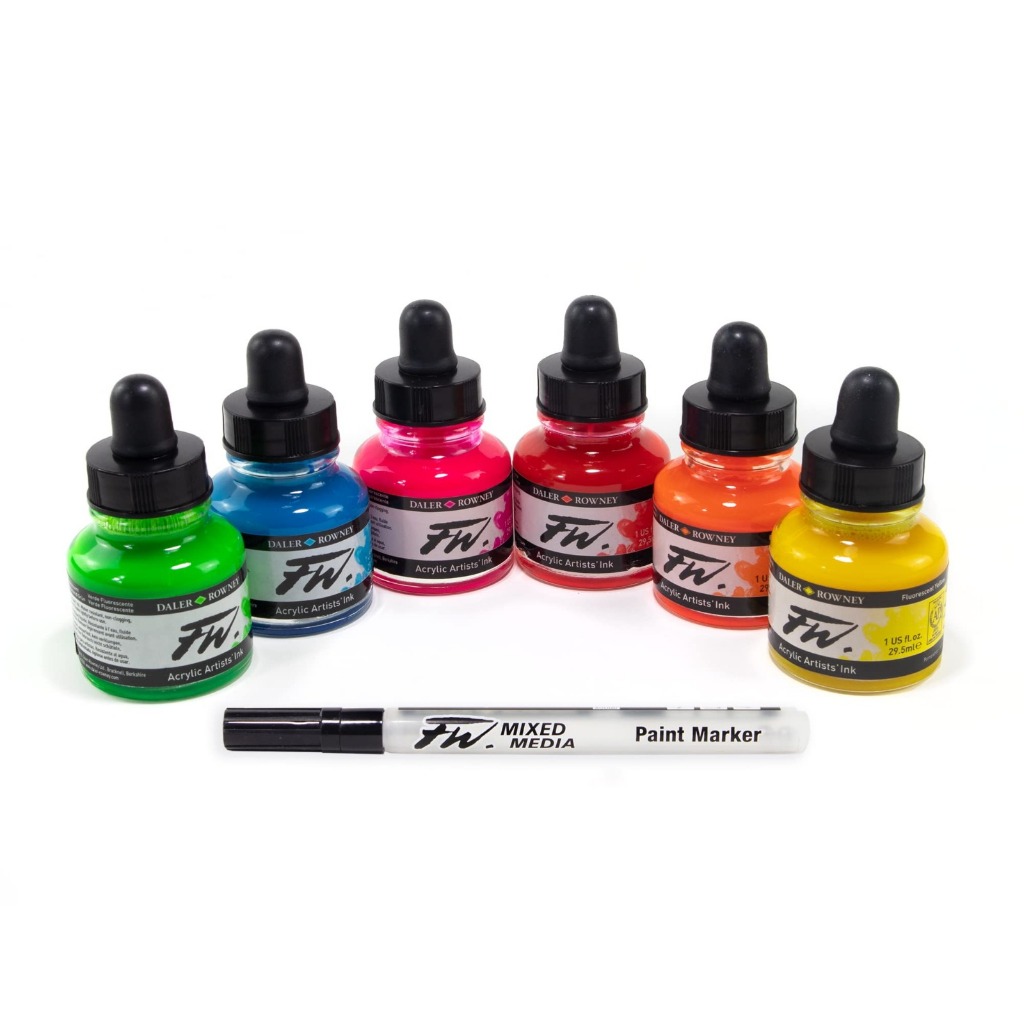 

Daler Rowney Fw Acrylic akrilik Ink Neon Set 6