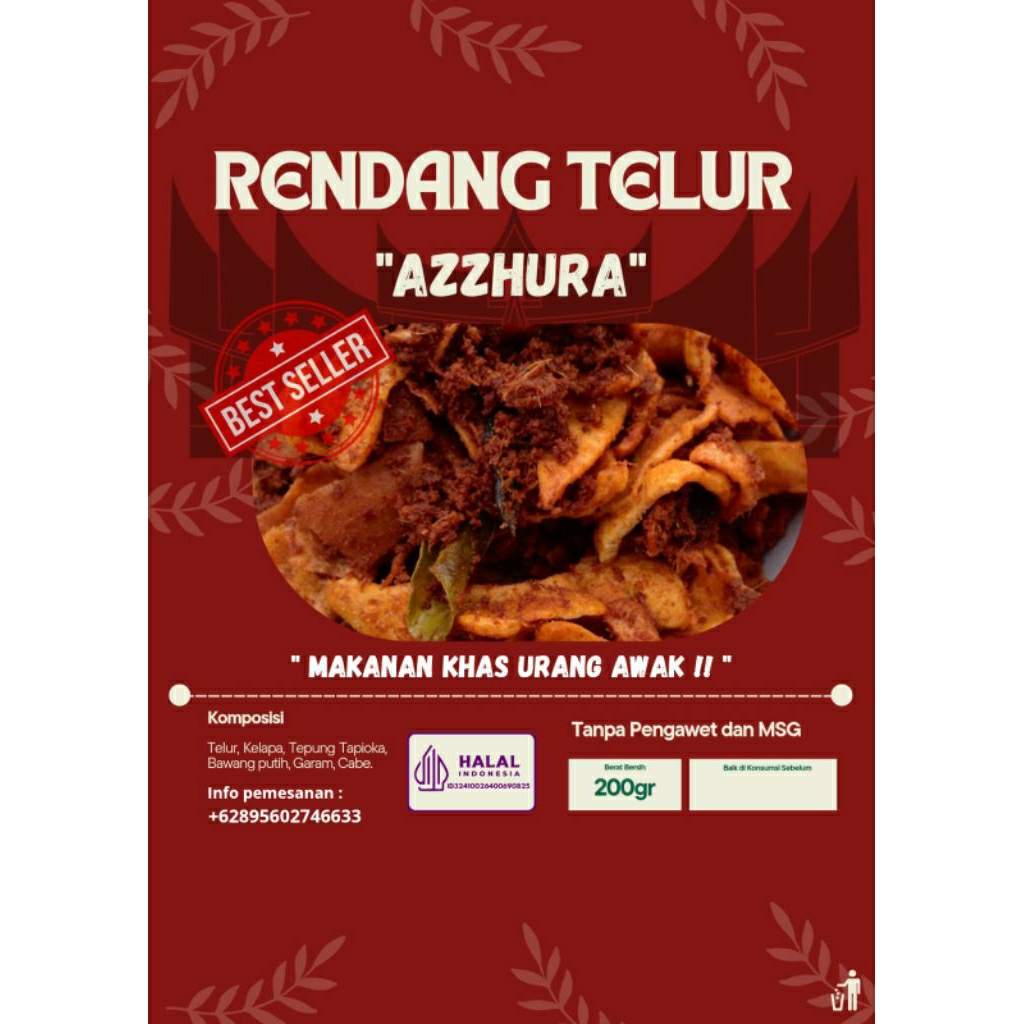 

Rendang Telur - Rendang Telur Azzhura Asli Khas Payakumbuh Keripik Telur Rendang 200gr Halal !! FREE GIFT MENARIK ✨