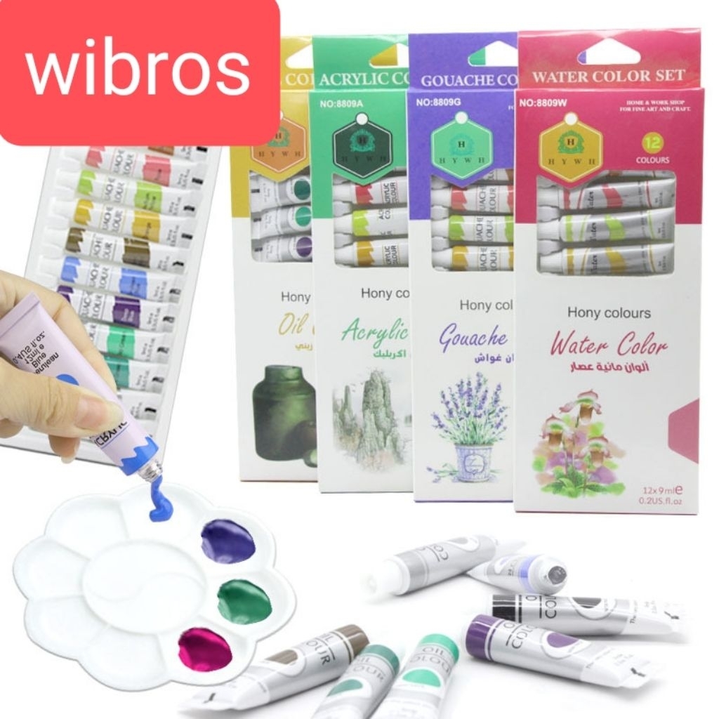 

Wibros cat lukis acrylic 12 colors 9ml