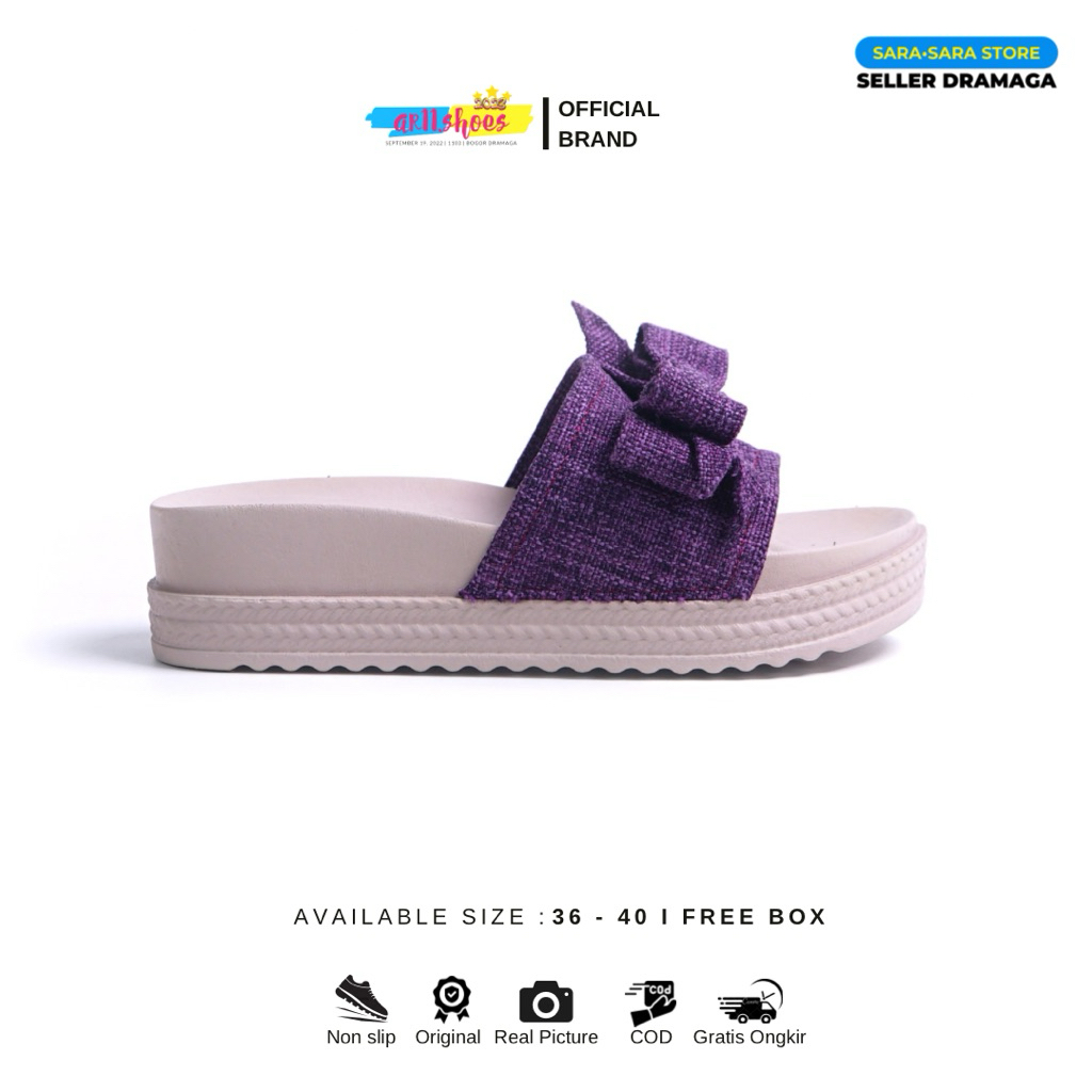 Sara Sara Bara I Sandal Wedges Slip On Wanita (5cm)