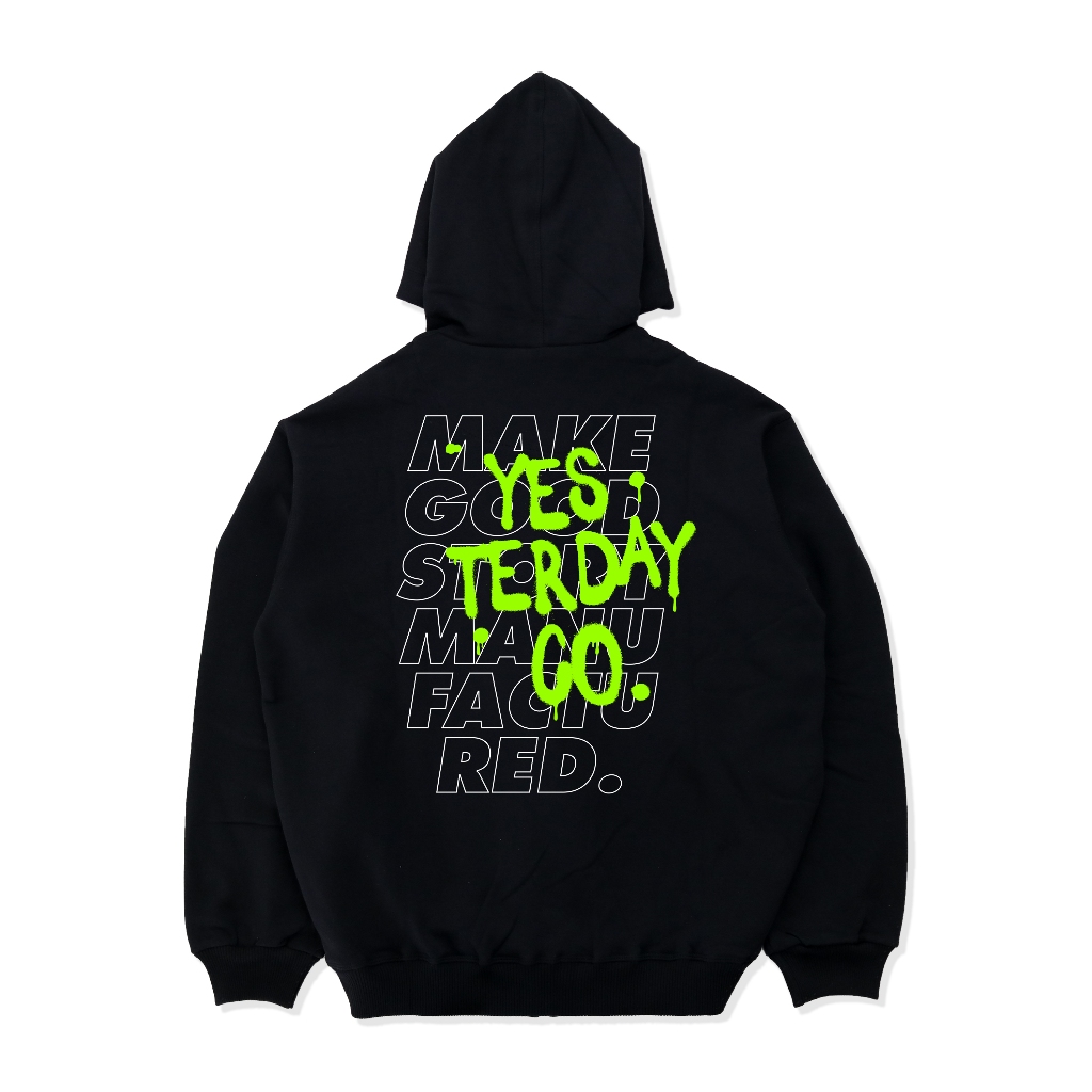 Yesterday – Jaket Hoodie Zipper Distro Pria Wanita Kece Tebal Sweater Premium Original Hitam Manufac