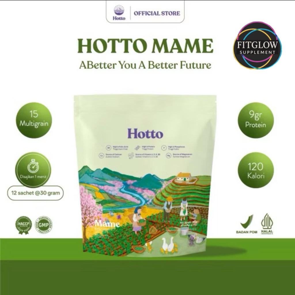 

(Bisa Gosend) HOTTO MAME 1 Pouch 12 Sachet Hotto Purto Superfood Oat Whey Protein Multigrain Hotto Edamame Meal Replacement Pengganti Sarapan GERD HALAL BPOM