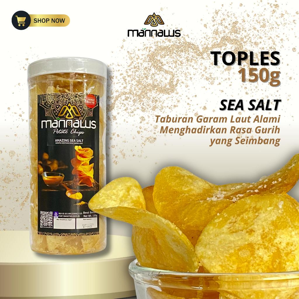 

Mannaws Potato Chips Snack Keripik Kentang - Ukuran Toples 150g - Amazing Sea Salt (Garam Laut)