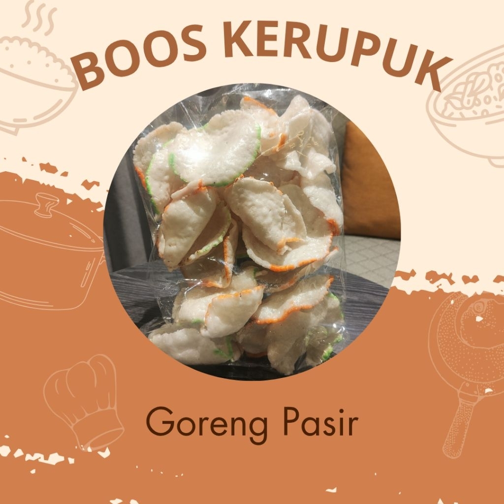 BOOS Kerupuk goreng pasir 100gr. Free sambal kecap pedas mantan. opak upil, kerupuk miskin, kerupuk 