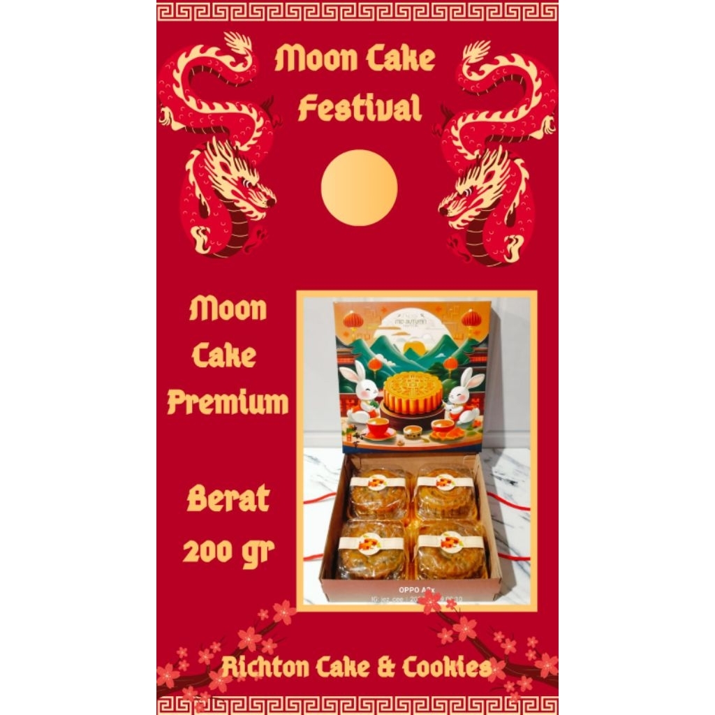 

(pre order) mooncake / moon cake / kue bulan / tong ciu pia premium & HALAL ukuran jumbo 200 gr