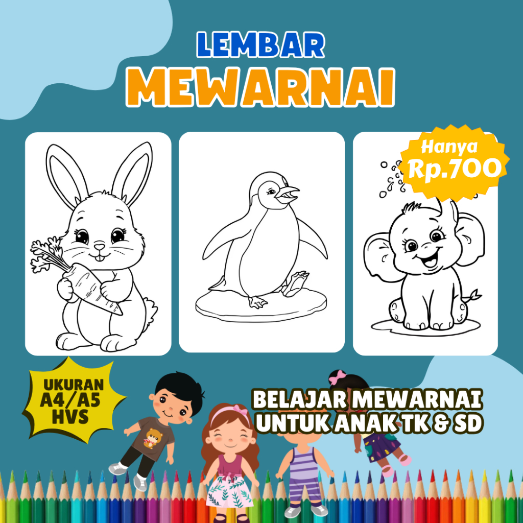 

KERTAS MEWARNAI / COLORING / KERTAS GAMBAR / KERTAS MEWARNAI ANAK PAUD Kertas A4