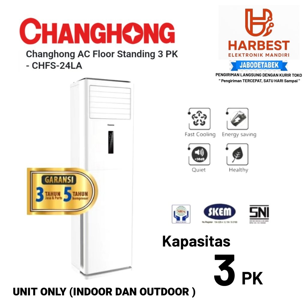TERMURAH CHANGHONG AC Floor Standing 3 PK Changhong CHFS-24LA (Unit Only)