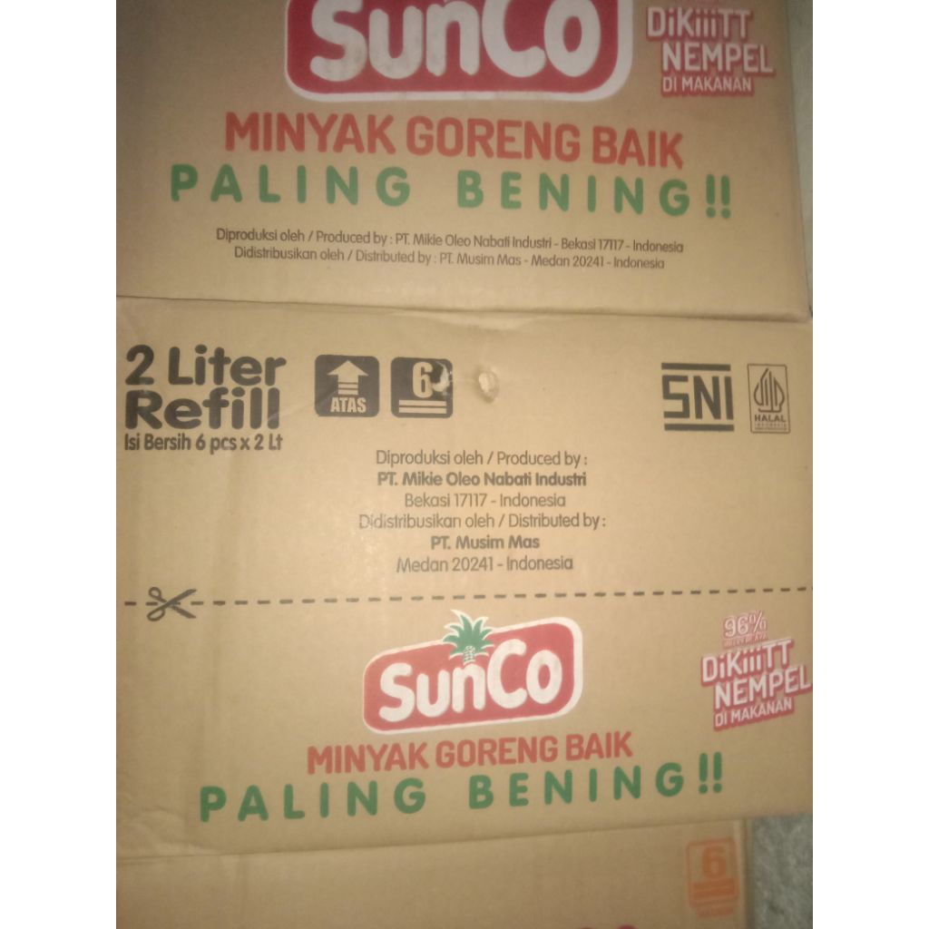 

minyak sunco 2 liter 1 dus isi 6 pouch