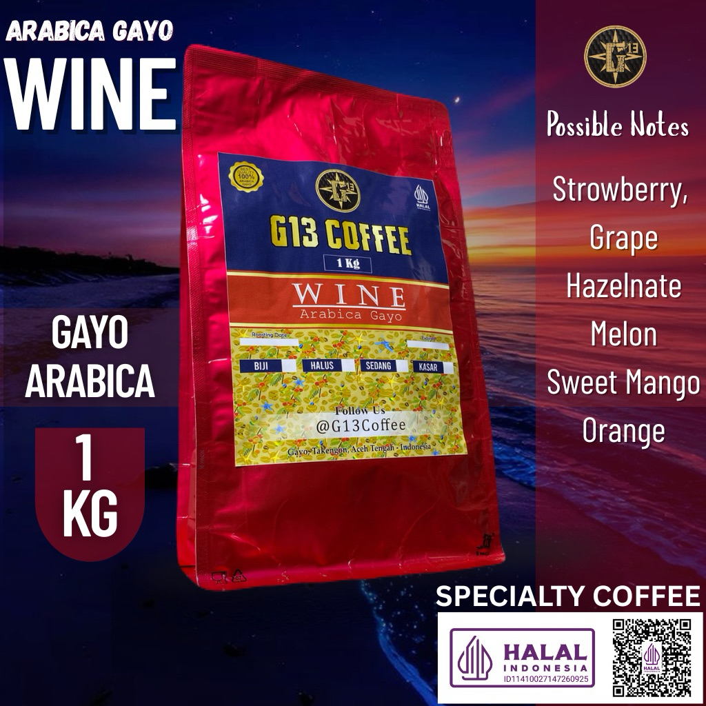 

KOPI GAYO ARABICA WINEY 1 Kg ACEH ARABIKA ROASTED BEAN BIJI/BUBUK 1 Kg