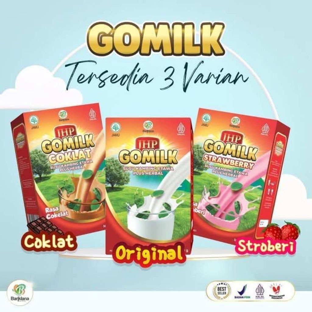 

Gomilk 200gr/Susu kambing etawa herbal/Tambah nafsu makan/Imunitas/pencernaan, untuk semua usia
