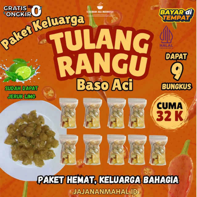 

Baso Aci Tulang Rangu 9 bungkus hemat / boci Original Kuah Pedas/ bakso aci instan murah isi banyak