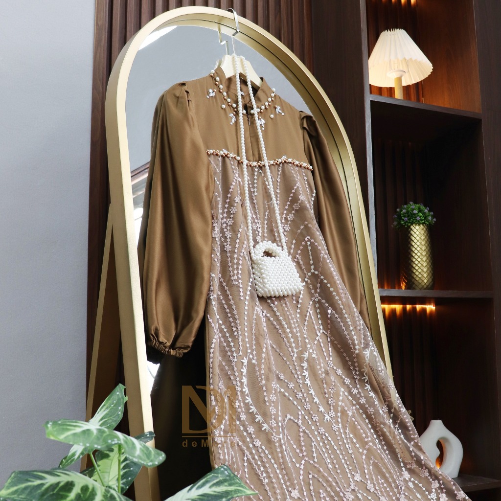 Demore | Dress Lamaran Brukat Pesta Mewah Elegan - Baju Gamis Lebaran - Gamis Muslim Amanda2