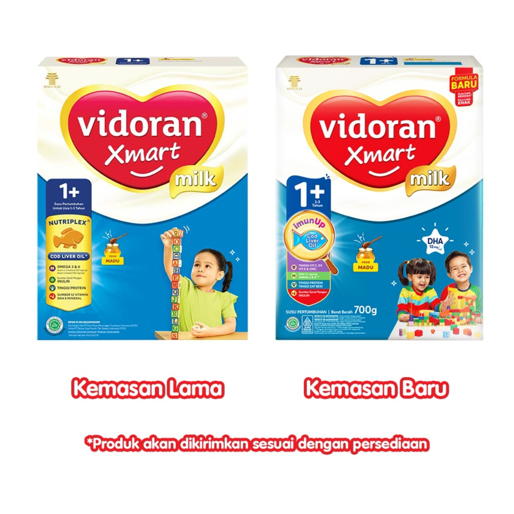 

vidoran Xmart 1+ Susu Pertumbuhan Anak 1-3 Tahun Madu & Vanila 700 g