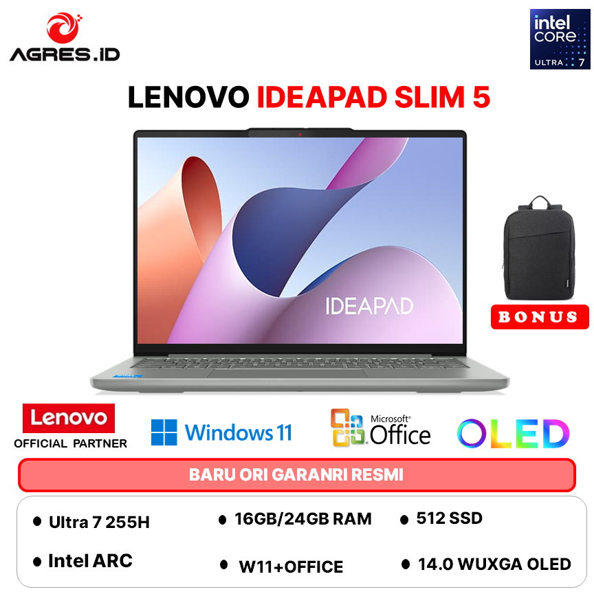 LENOVO IDEAPAD SLIM 5 14IAH10 OLED ULTRA 7 255H 24GB 512GB W11+OHS+M365B 14.0WUXGA BLIT  -0GID
