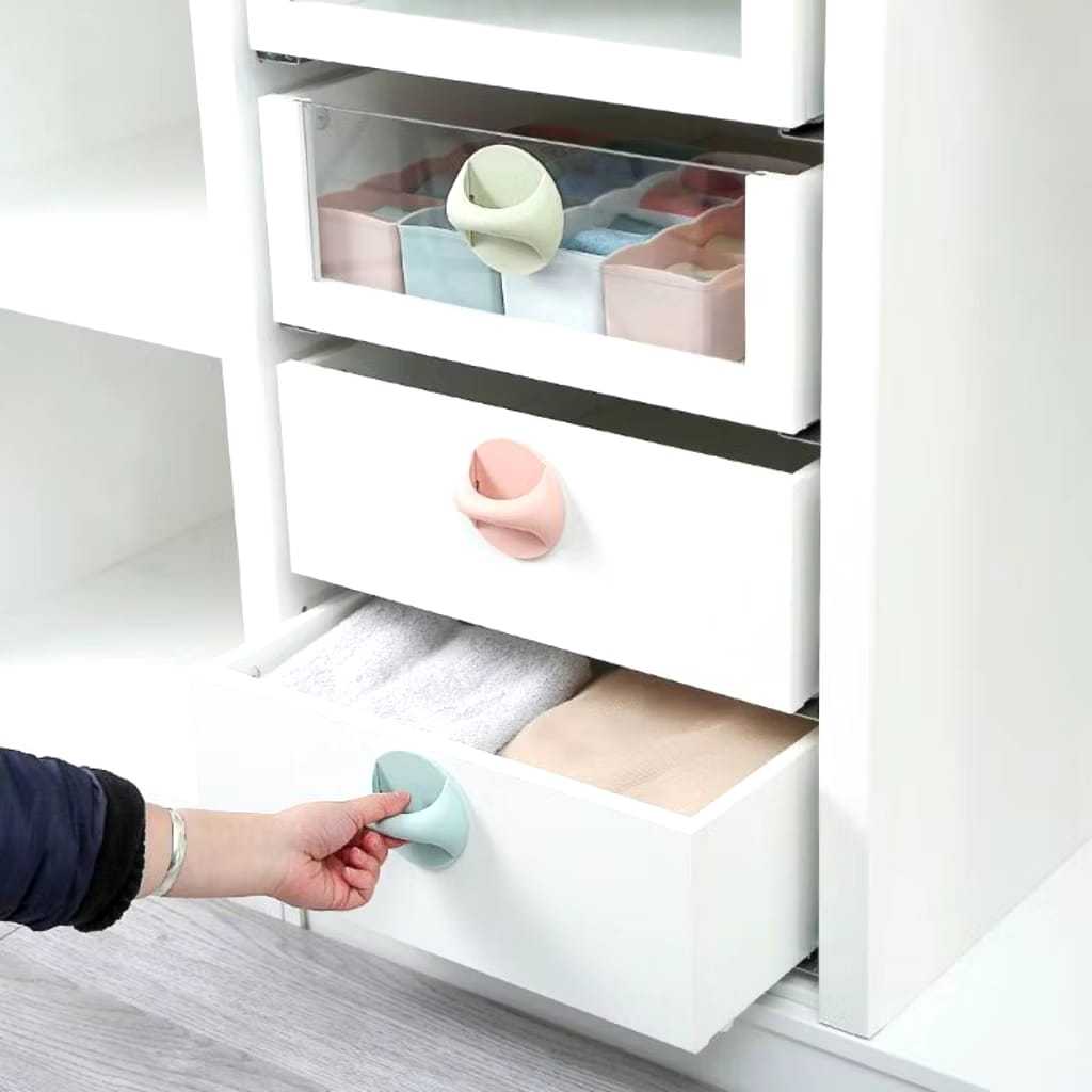 Pegangan Pintu Tempel Lemari Pakaian Bulat - Tempelan Gagang Holder Kabinet / Tarikan Bulat Lemari P