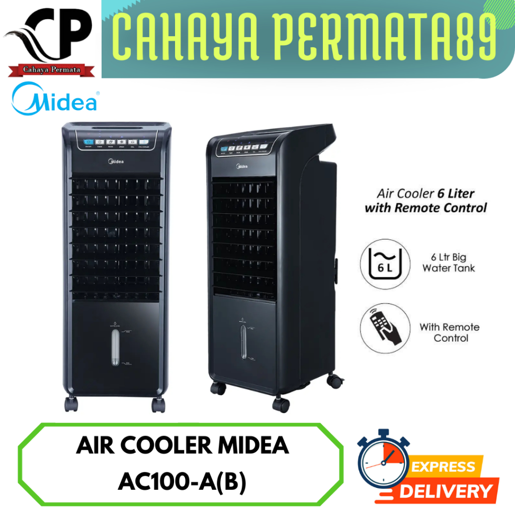 MIDEA AIR COOLER AC100-A (B) KAPASITAS 10L 3 in 1 Dengan HEPA Filter AC100-A (B) // BLACK