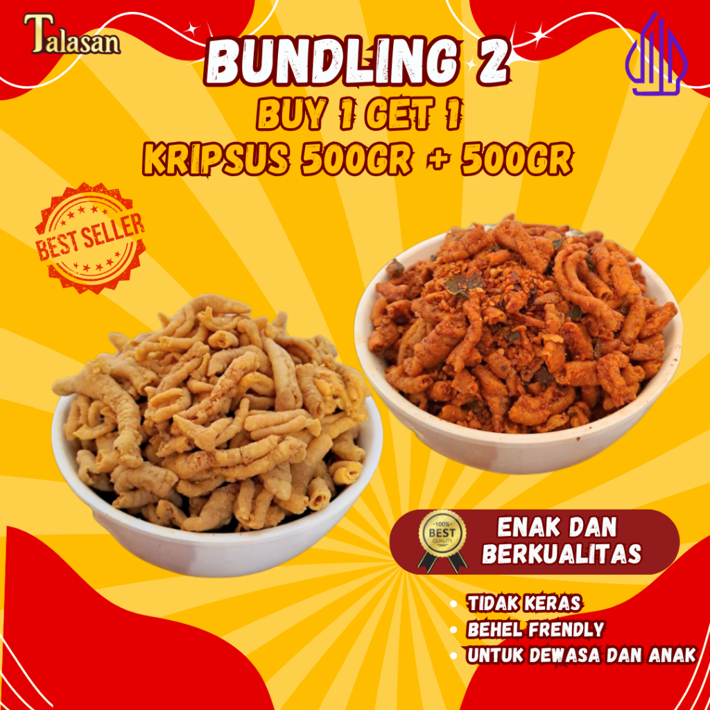 

BEST SELLER [BUNDLING 2] BUY 1GET1 500gr keripik usus FREE 500gr keripik usus | original dan pedas daun jeruk
