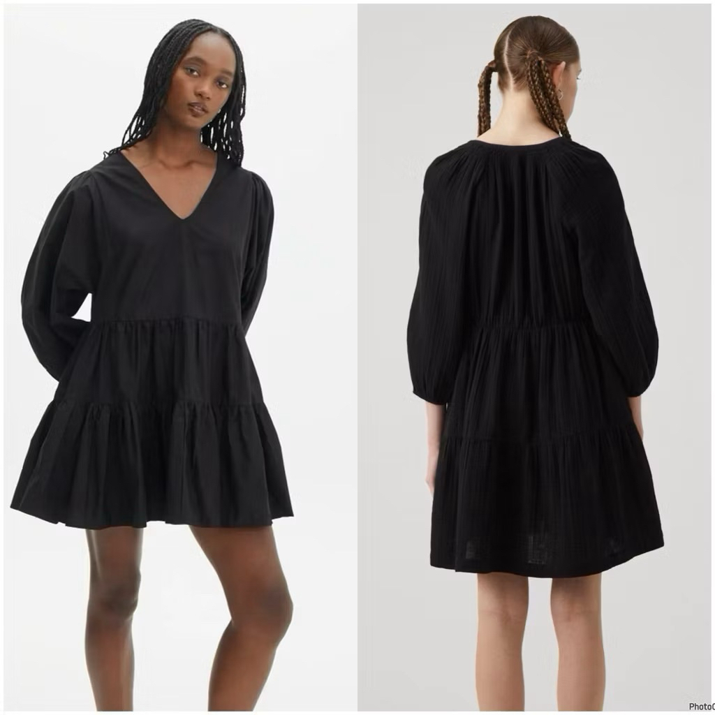 HnM Glassons V-Neck Babydoll Dress Katun A-Line