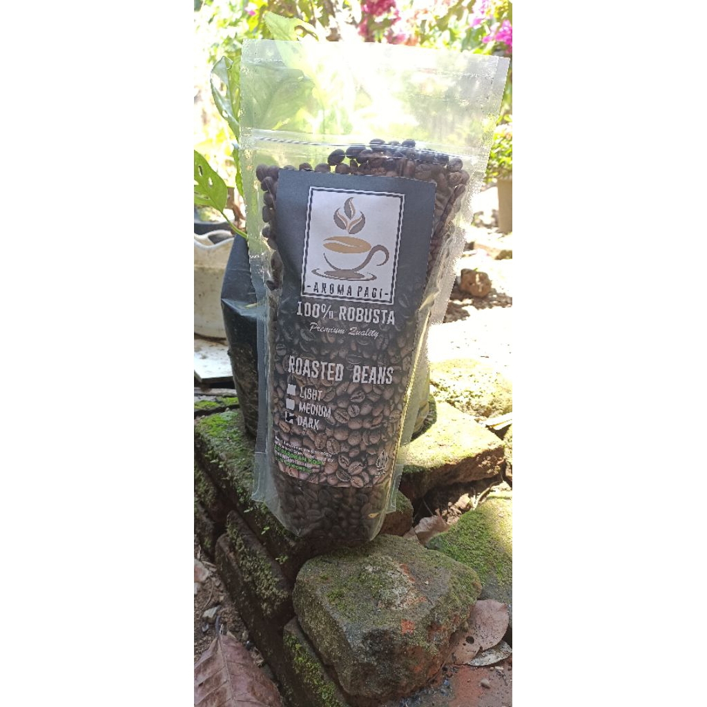 

AROMA PAGI" Coffe Bean Robusta Rosting 500gr