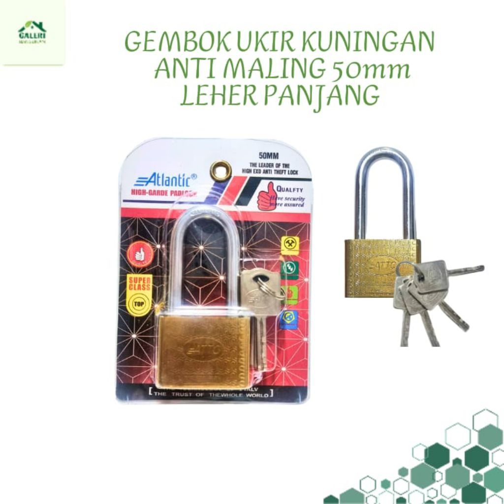 Gembok Anti Maling/Gembok Baja Kuningan 50mm panjang