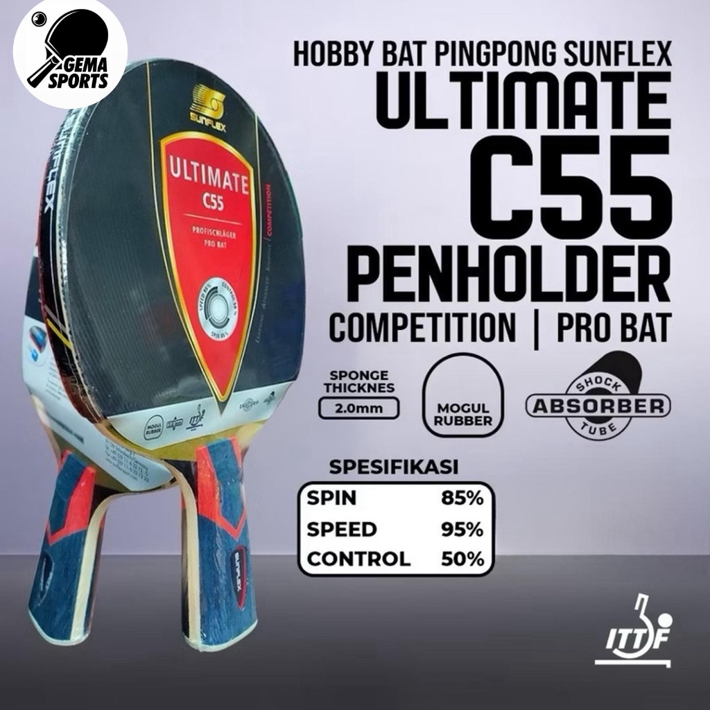 Bet Pingpong Tenis Meja Sunflex Ultimate C55 Penholder