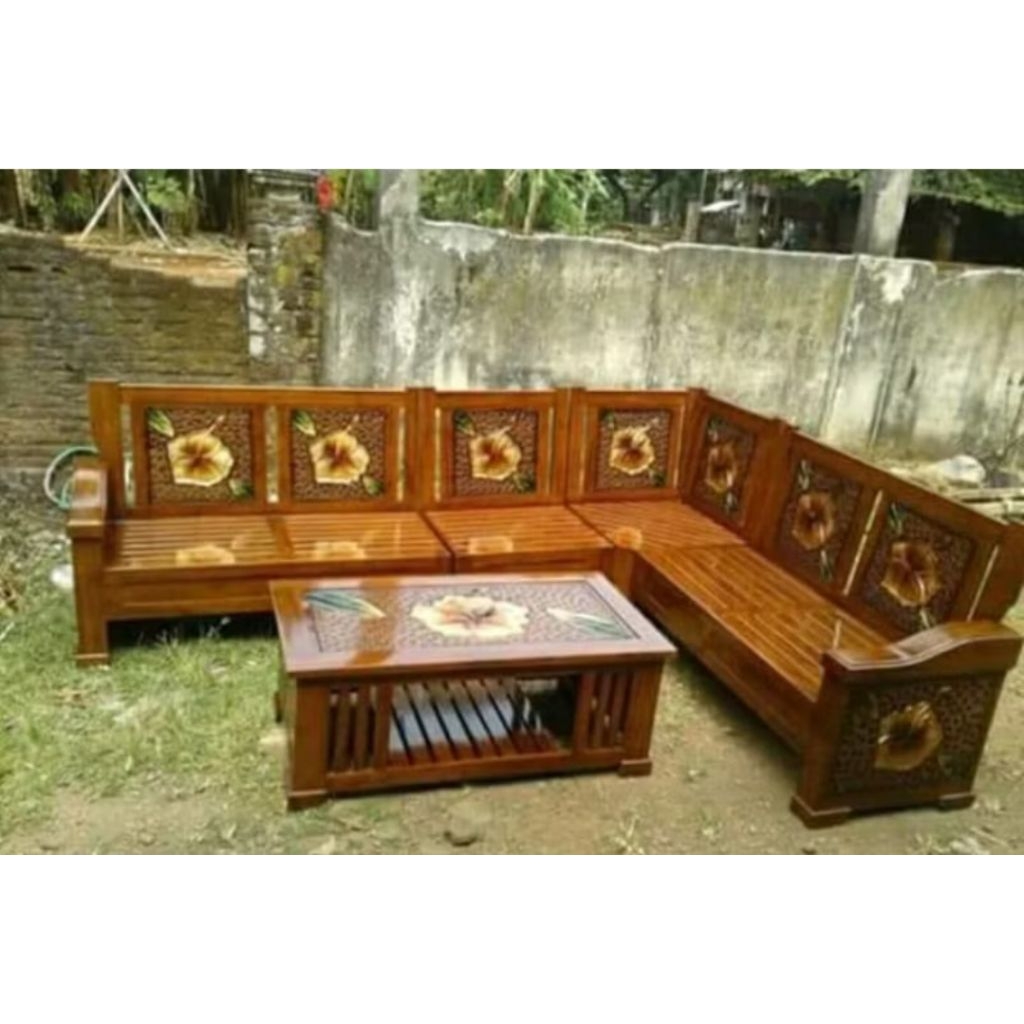TERMURAH kursi sofa tamu minimalis model sudut kayu jati / sarung bantal kursi tamu terbaru / model 