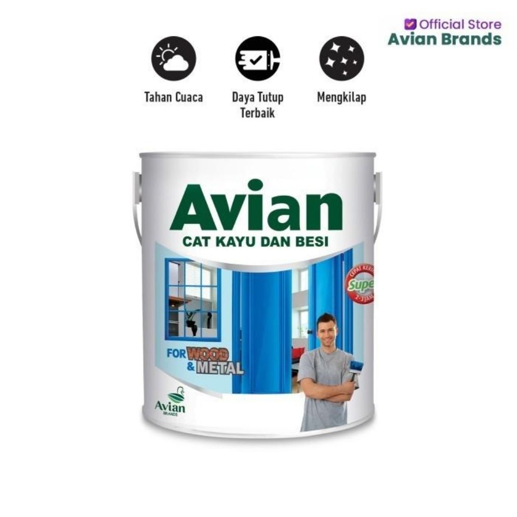 Avian Cat Minyak Tembok , kayu & Besi 200cc Avian Hitam Putih