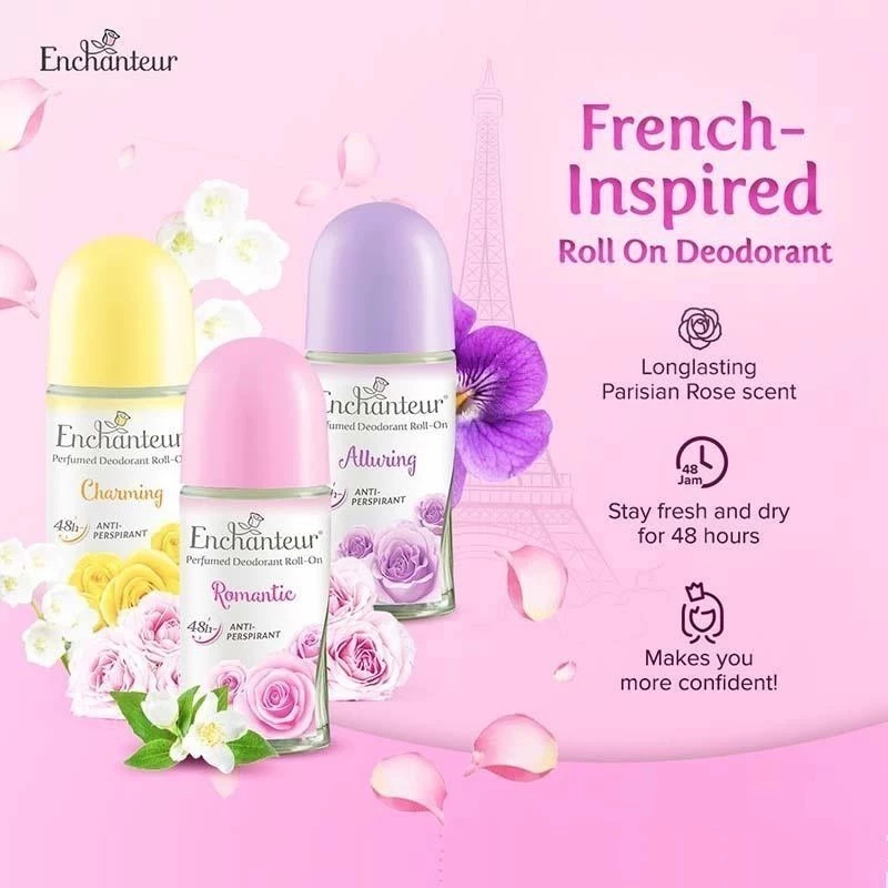 Enchanteur Deodorant Roll On 40ml Whitening Romantic