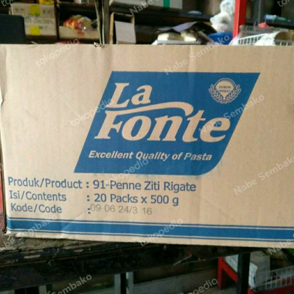 

Pasta La Fonte Penne 500 gr Perdus 20 pack Pengiriman Reguler dan Cargo