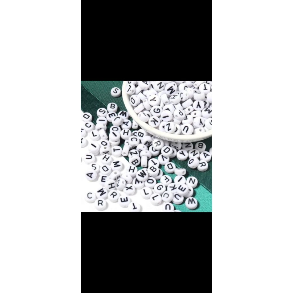 manik huruf bulat putih bisa pilih huruf