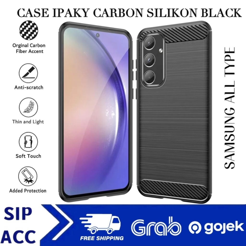 Case Samsung A56 A55 A54 A53 A52 A52S A51 A50 A50S A70 A70S A71 A72 A73 5G 4G Softcase Ipaky Carbon 