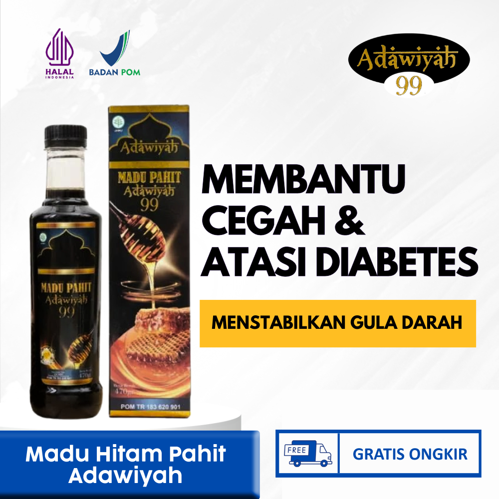 

Madu Hitam Pahit Insulin plus Sambiloto Propolis BPOM| Madu Diabet Kencing Manis Adawiyah 99 470gr