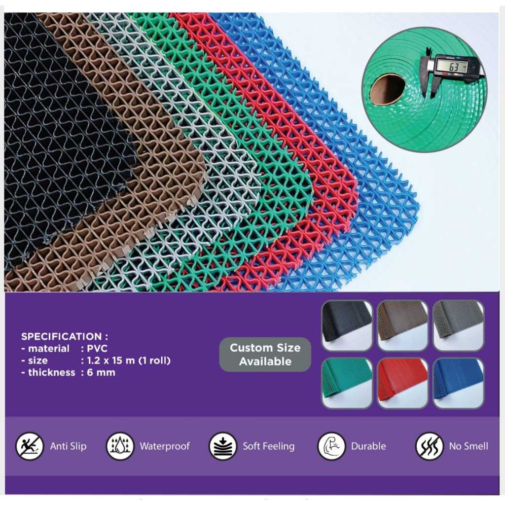 PVC Coil Floor Mat / Keset Karpet Lantai Ruangan Mie Bihun Meteran / Karpet Teras / Karpet Swalayan 