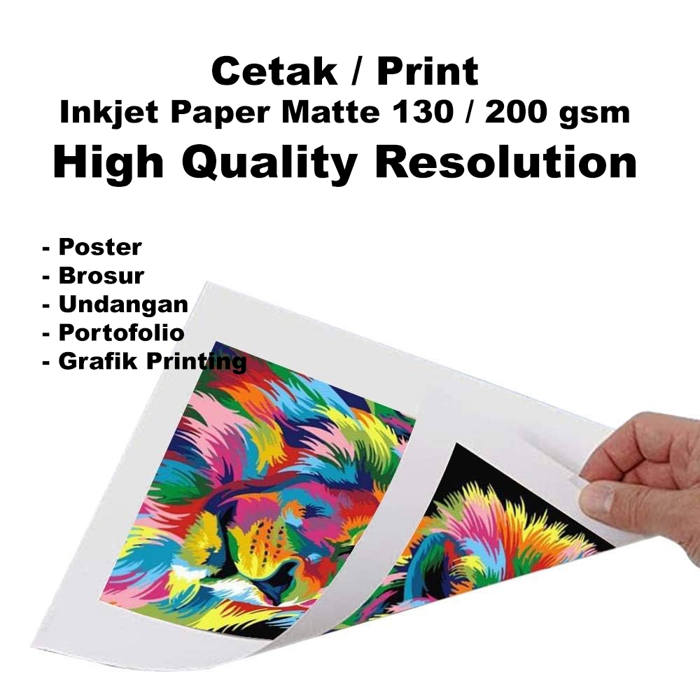 

Cetak / Print Poster Hi-Res Inkjet Paper Matte 130 / 200 gsm A4/A3