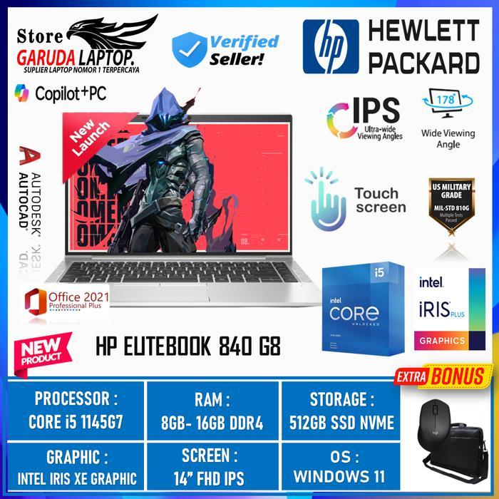 Laptop hp Elitebook 840 G8 intel core i5 1145G7 Ram 32GB 1TB SSD FHD Touch Windows 11 Silver