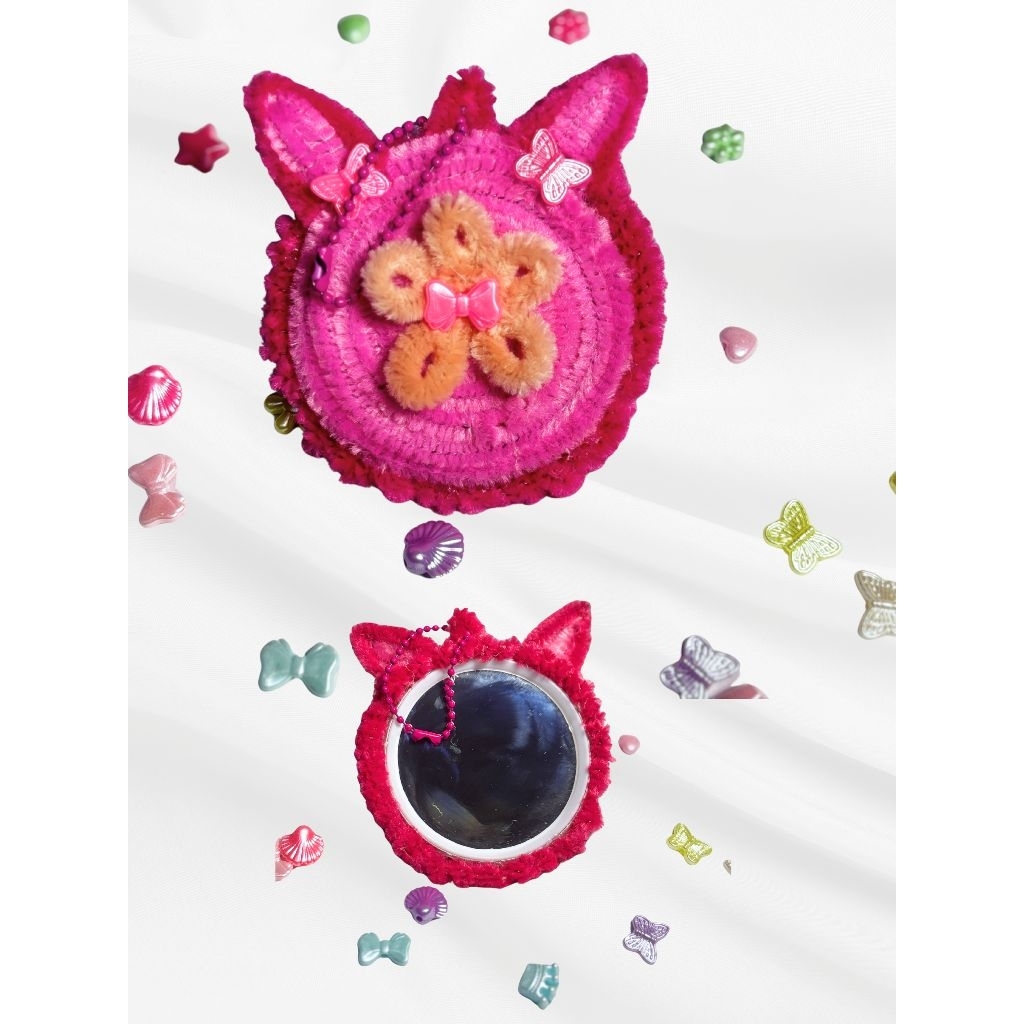 Gantungan Kunci Kaca Motif, Keychain Kaca Bulat