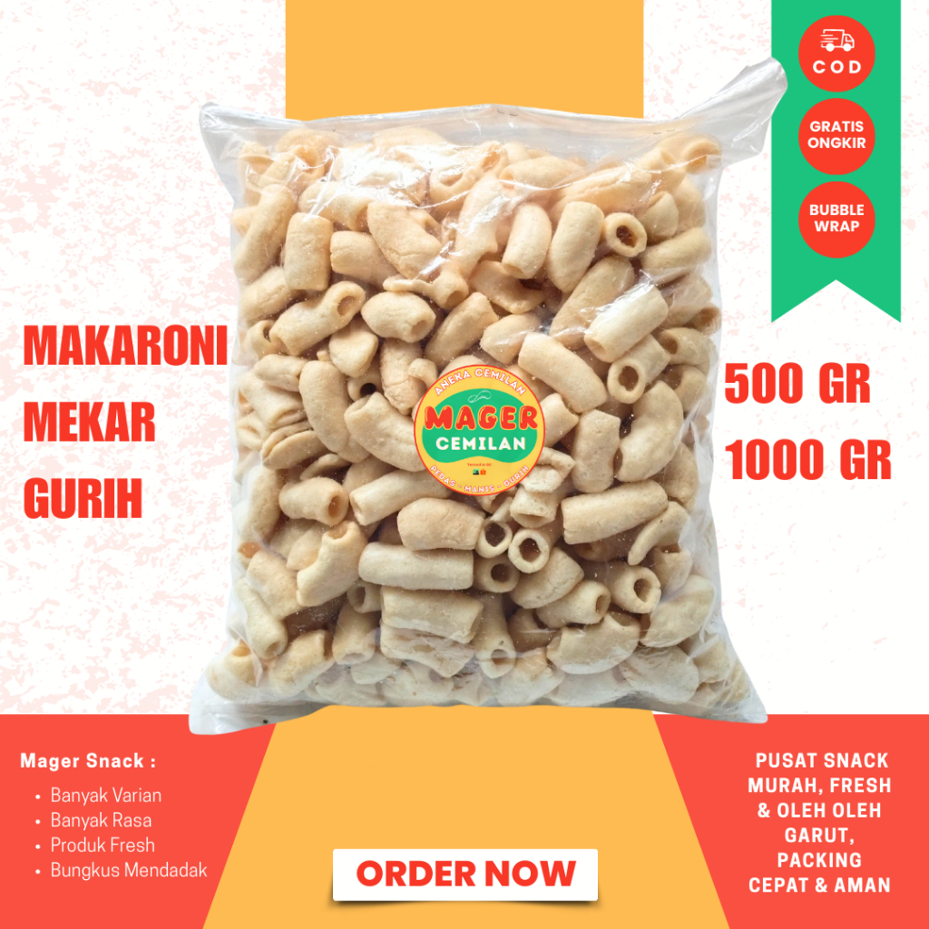 

Makaroni mekar Asin gurih/Kerupuk Makaroni Original Asin Gurih 1kg