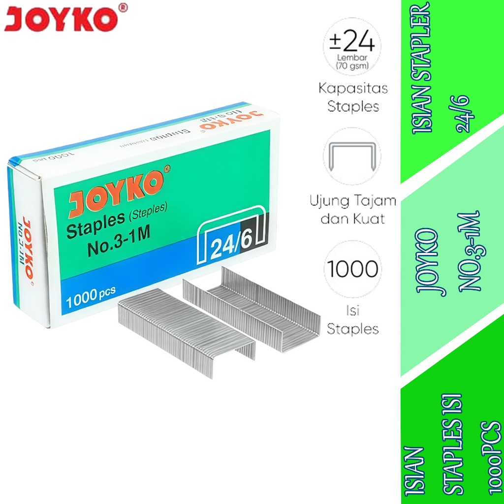 

Isian Staples Isi 1000pcs - Joyko - Isian Staples - NO.3-1M