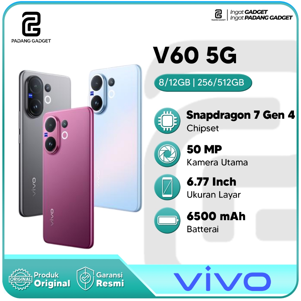 Vivo V60 5G 12/512GB Hp Android Smartphone Baru Garansi Resmi